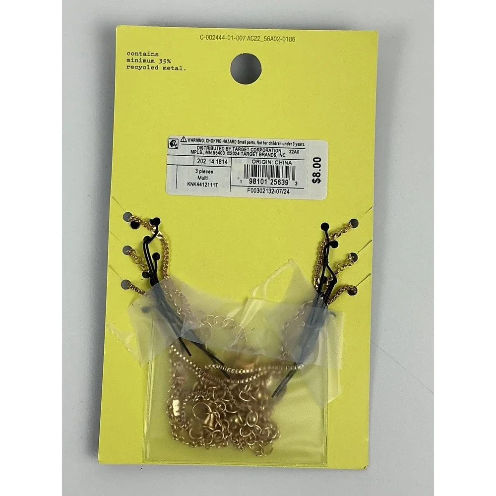 Art Class 3pc Necklace Set Gold Tone Initial T Heart Leaf Charms New‎ NWT